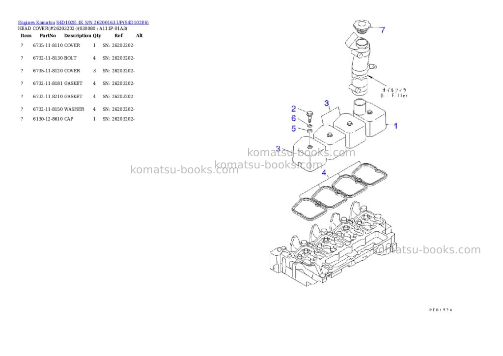 Komatsu s4d102e-1k s/n 26200163-up Parts catalog cover Page 7 Komatsu s4d102e-1k s/n 26200163-up Parts catalog cover Page 7