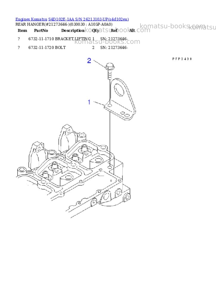 Komatsu s4d102e-1aa s/n 26213103-up Parts catalog cover Page 2 Komatsu s4d102e-1aa s/n 26213103-up Parts catalog cover Page 2