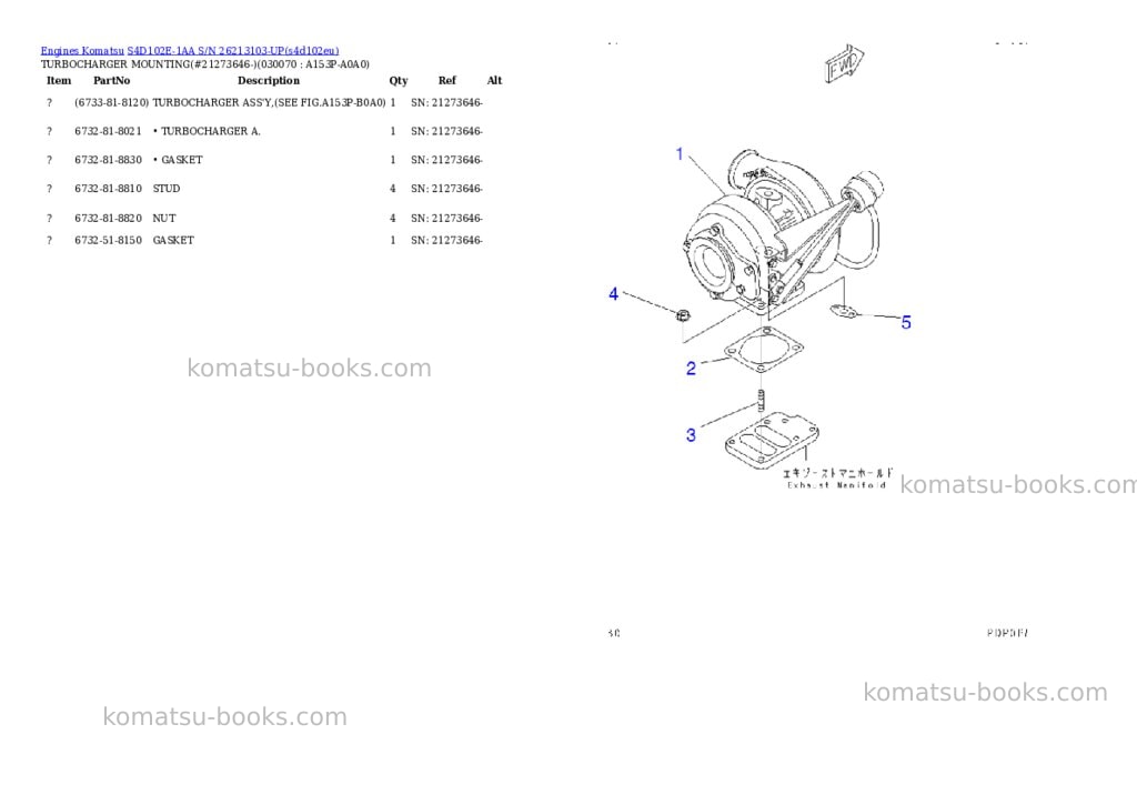 Komatsu s4d102e-1aa s/n 26213103-up Parts catalog cover Page 6 Komatsu s4d102e-1aa s/n 26213103-up Parts catalog cover Page 6