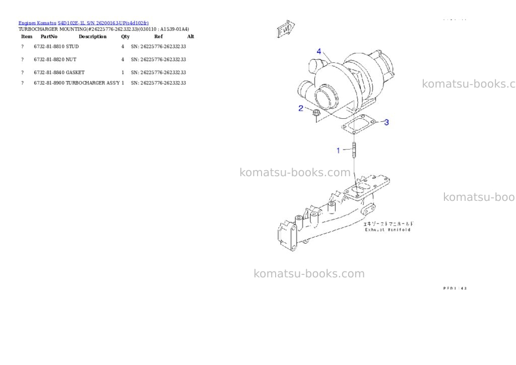 Komatsu s4d102e-1l s/n 26200163-up Parts catalog cover Page 10