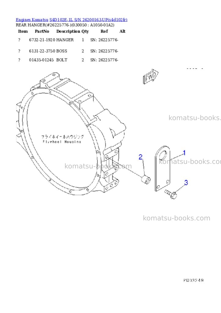 Komatsu s4d102e-1l s/n 26200163-up Parts catalog cover Page 4