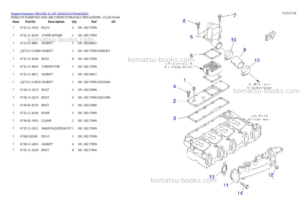Komatsu s4d102e-1l s/n 26200163-up Parts catalog cover Page 8