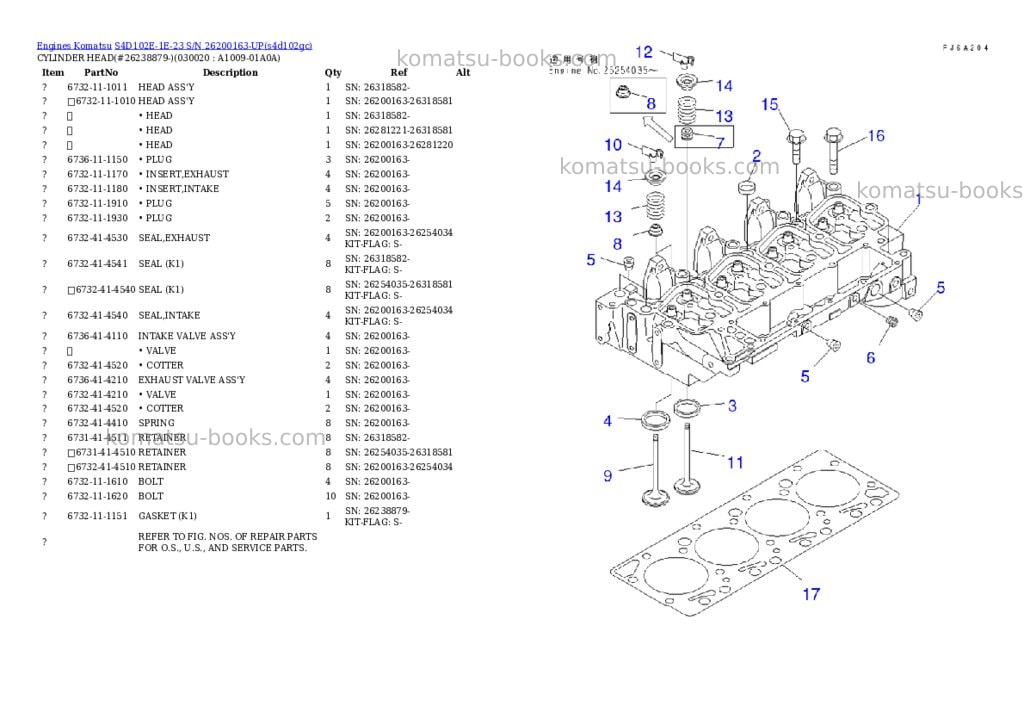 Komatsu s4d102e-1e-23 s/n 26200163-up Parts catalog cover Komatsu s4d102e-1e-23 s/n 26200163-up Parts catalog cover