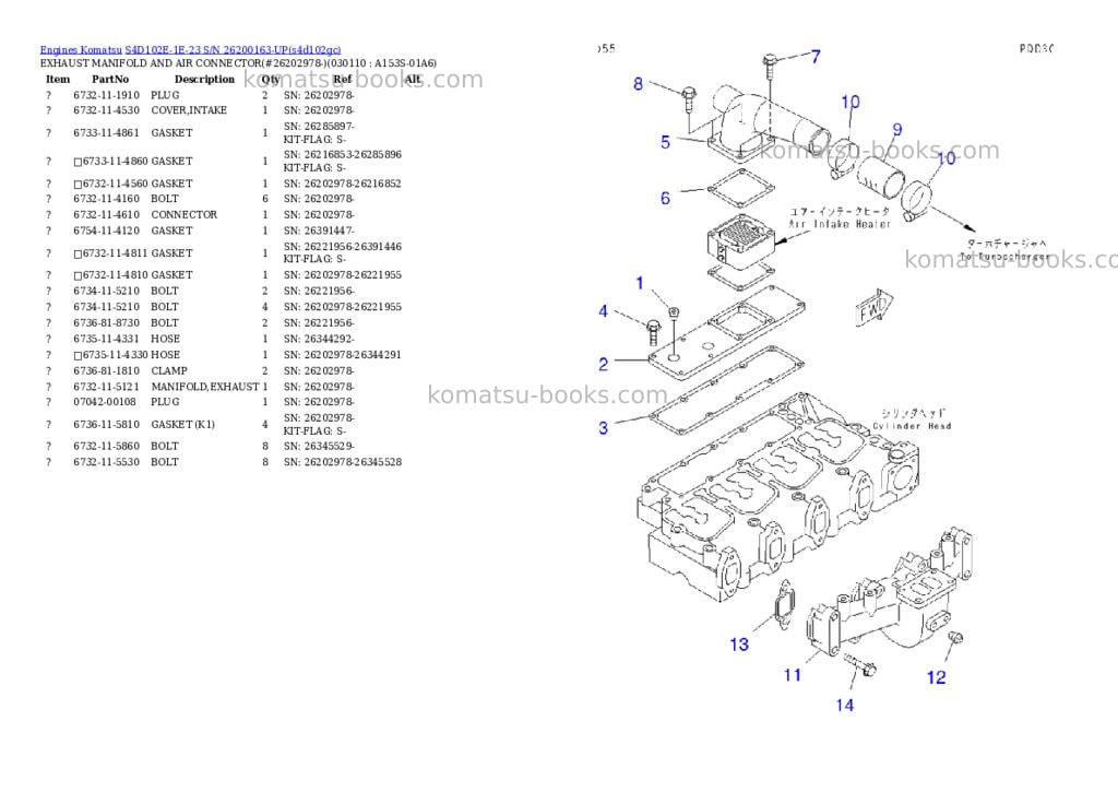 Komatsu s4d102e-1e-23 s/n 26200163-up Parts catalog cover Page 10 Komatsu s4d102e-1e-23 s/n 26200163-up Parts catalog cover Page 10