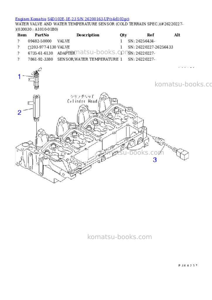 Komatsu s4d102e-1e-23 s/n 26200163-up Parts catalog cover Page 2 Komatsu s4d102e-1e-23 s/n 26200163-up Parts catalog cover Page 2