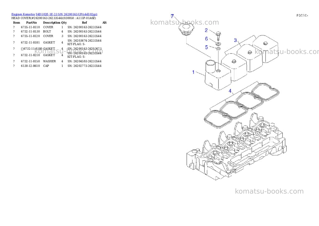 Komatsu s4d102e-1e-23 s/n 26200163-up Parts catalog cover Page 4 Komatsu s4d102e-1e-23 s/n 26200163-up Parts catalog cover Page 4