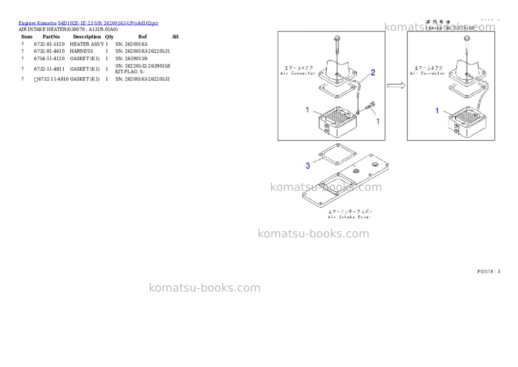 Komatsu s4d102e-1e-23 s/n 26200163-up Parts catalog cover Page 6 Komatsu s4d102e-1e-23 s/n 26200163-up Parts catalog cover Page 6