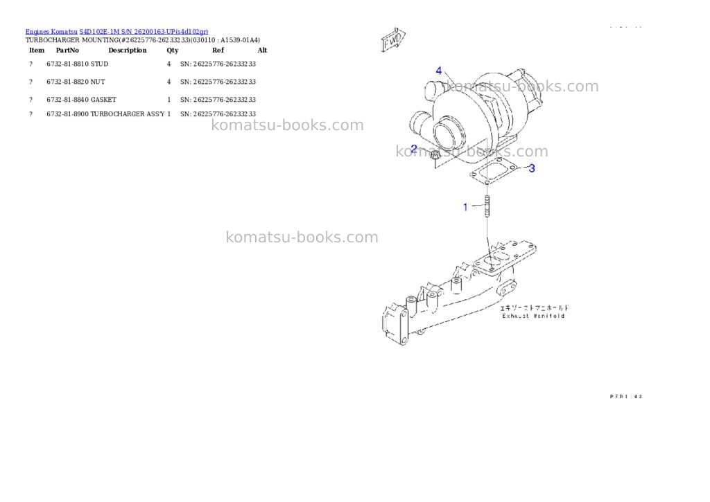 Komatsu s4d102e-1m s/n 26200163-up Parts catalog cover Page 10