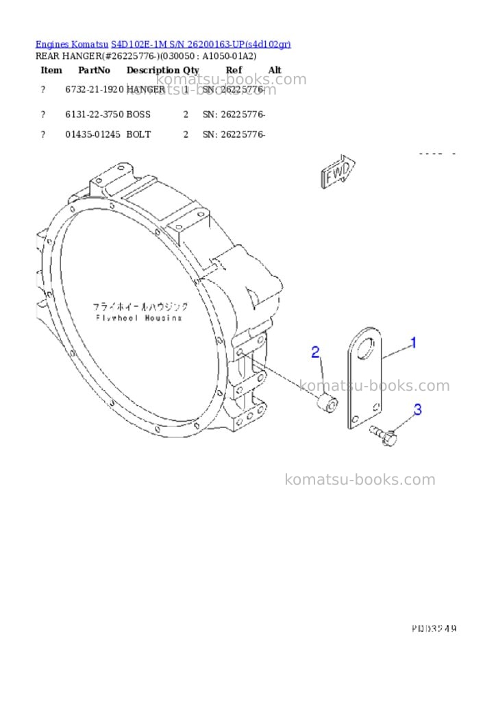 Komatsu s4d102e-1m s/n 26200163-up Parts catalog cover Page 4