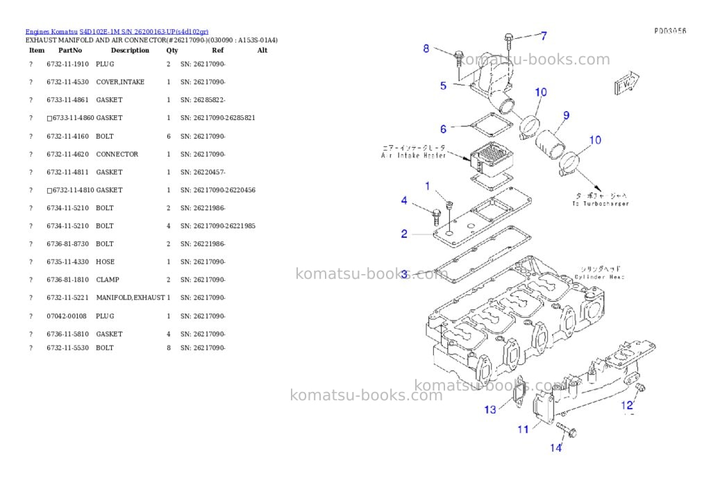 Komatsu s4d102e-1m s/n 26200163-up Parts catalog cover Page 8
