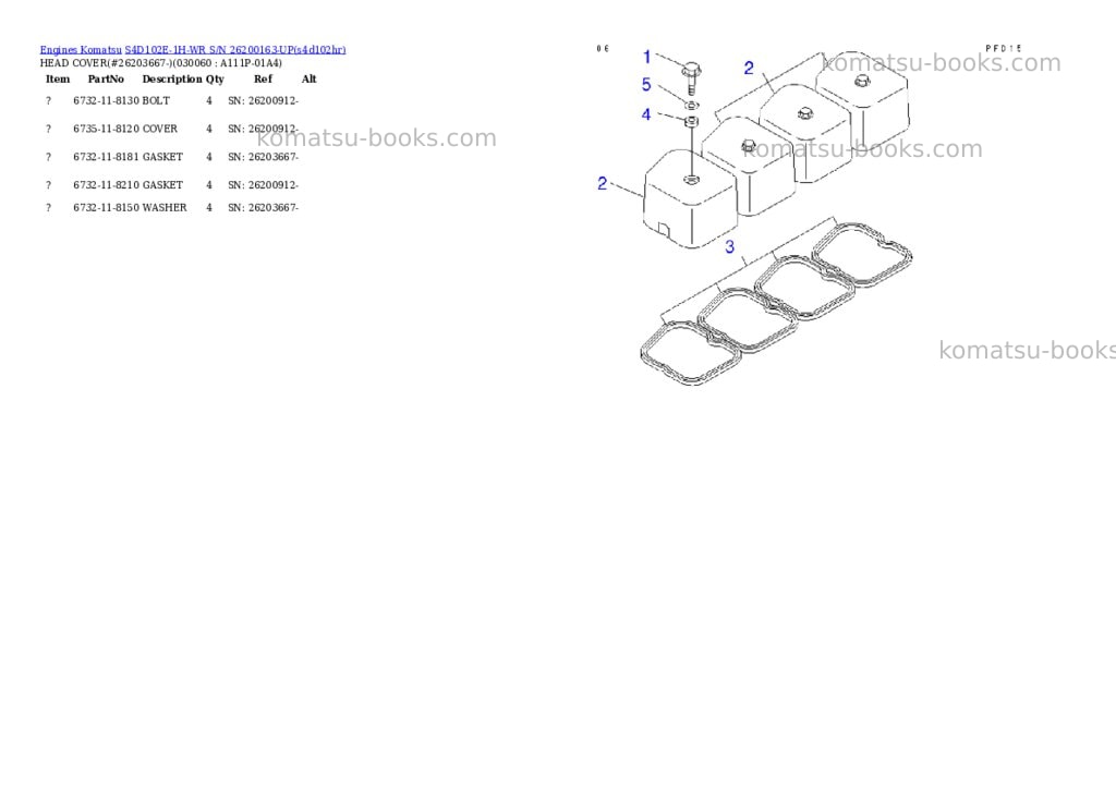 Komatsu s4d102e-1h-wr s/n 26200163-up Parts catalog cover Page 5