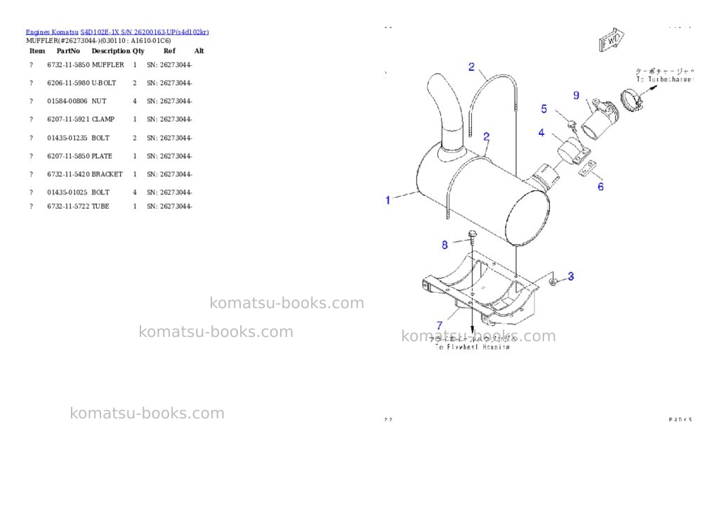 Komatsu S4D102E-1X S/N 26200163-UP Parts catalog cover Page 10