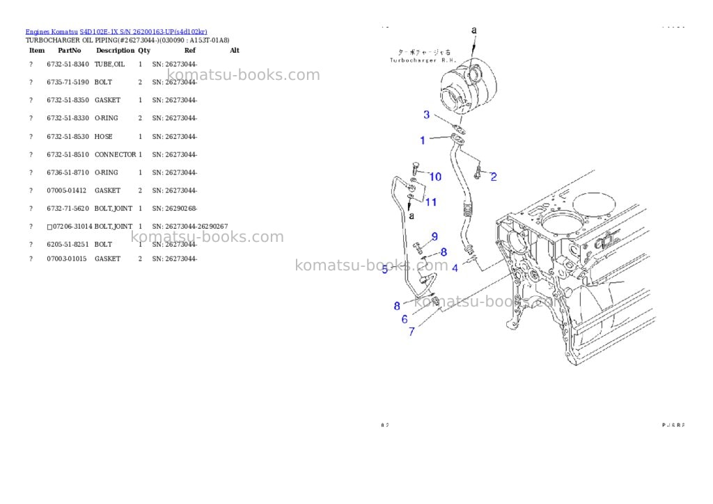 Komatsu S4D102E-1X S/N 26200163-UP Parts catalog cover Page 8