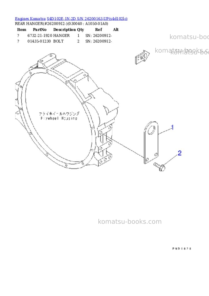 Komatsu s4d102e-1n-2d s/n 26200163-up Parts catalog cover Page 3 Komatsu s4d102e-1n-2d s/n 26200163-up Parts catalog cover Page 3