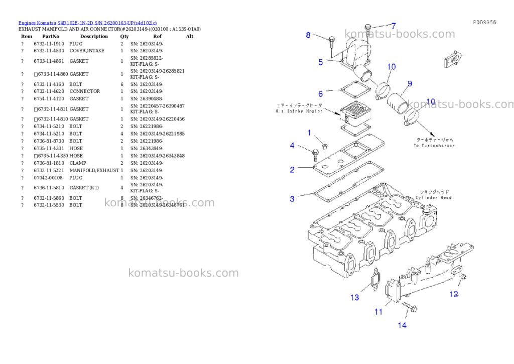 Komatsu s4d102e-1n-2d s/n 26200163-up Parts catalog cover Page 9 Komatsu s4d102e-1n-2d s/n 26200163-up Parts catalog cover Page 9