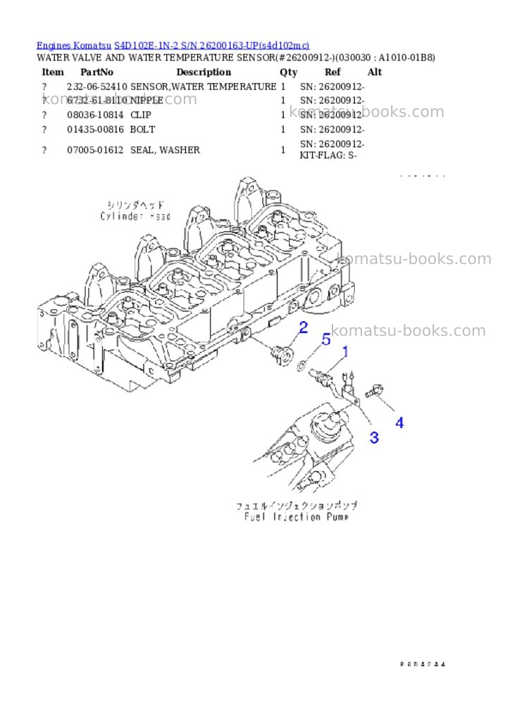 Komatsu s4d102e-1n-2 s/n 26200163-up Parts catalog cover Page 2