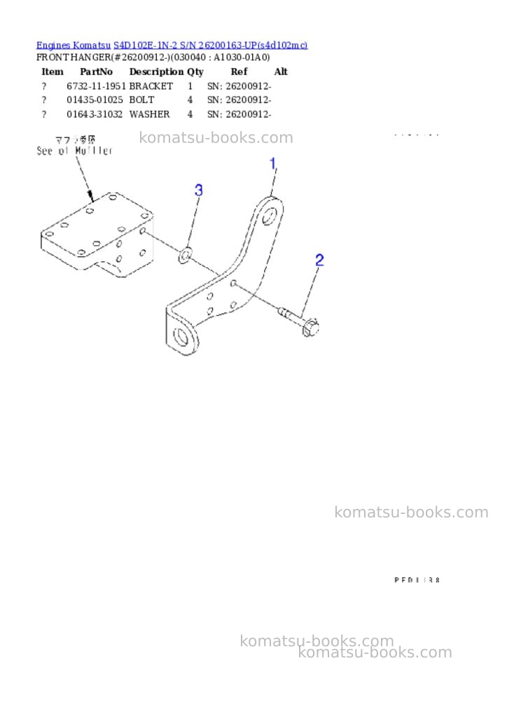 Komatsu s4d102e-1n-2 s/n 26200163-up Parts catalog cover Page 3