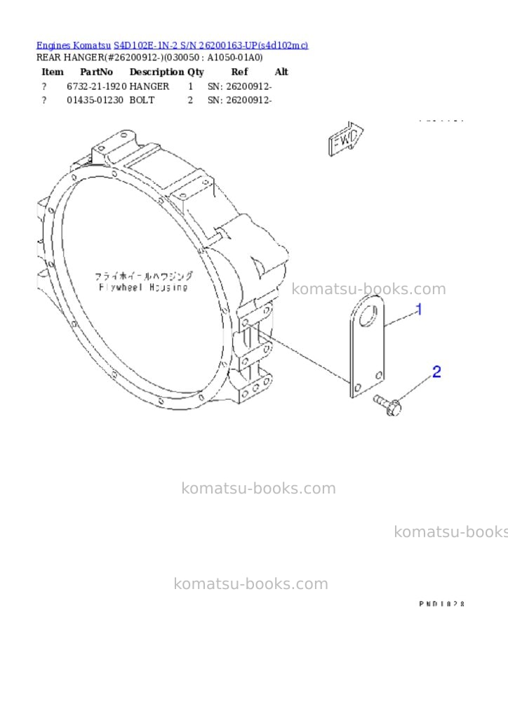 Komatsu s4d102e-1n-2 s/n 26200163-up Parts catalog cover Page 4