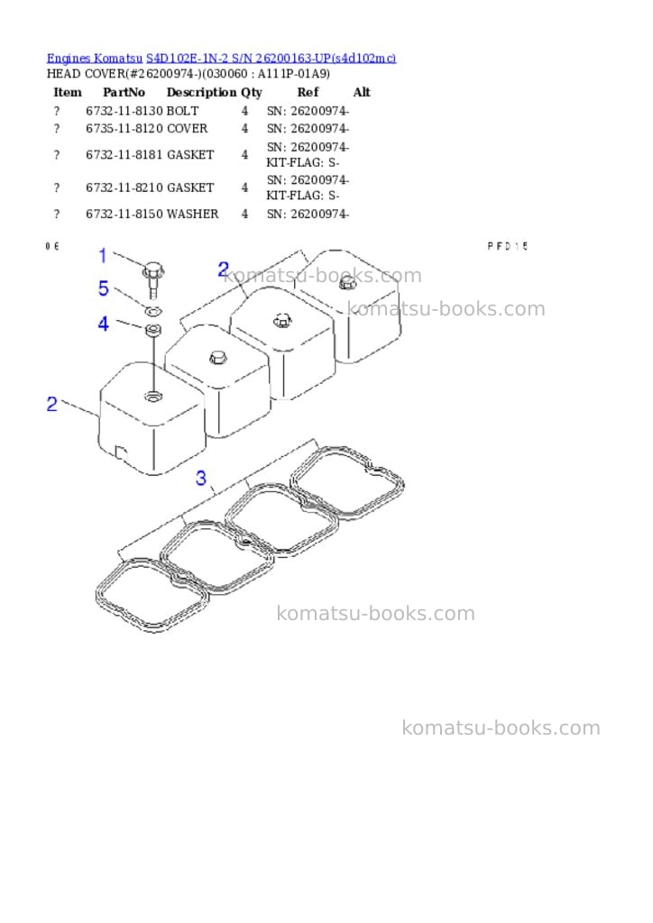Komatsu s4d102e-1n-2 s/n 26200163-up Parts catalog cover Page 5