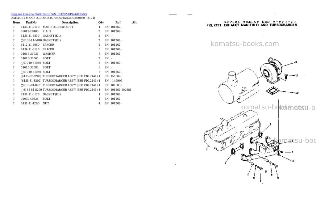 Komatsu s4d105-5e s/n 101262-up Parts catalog cover Page 4