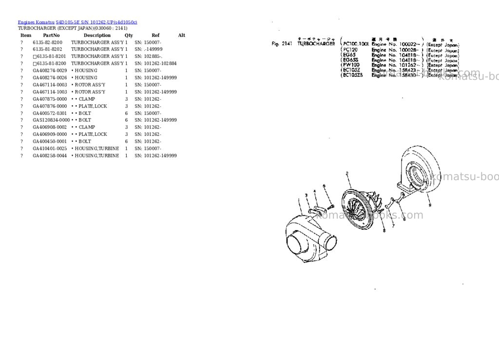Komatsu s4d105-5e s/n 101262-up Parts catalog cover Page 5