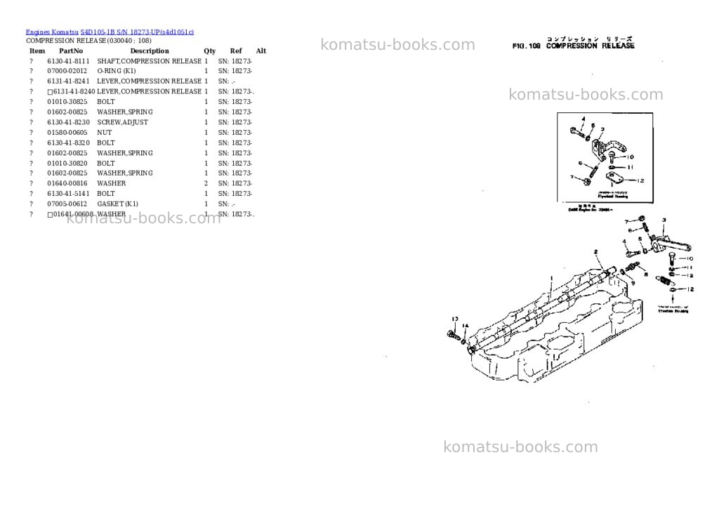 Komatsu s4d105-1b s/n 18273-up Parts catalog cover Page 3 Komatsu s4d105-1b s/n 18273-up Parts catalog cover Page 3