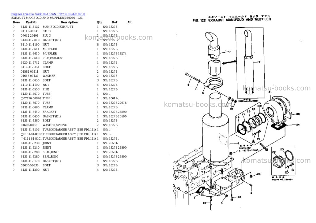 Komatsu s4d105-1b s/n 18273-up Parts catalog cover Page 5 Komatsu s4d105-1b s/n 18273-up Parts catalog cover Page 5