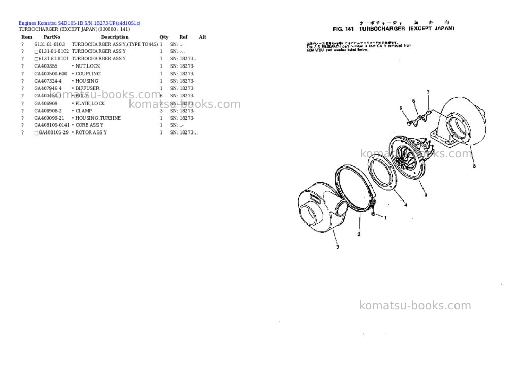Komatsu s4d105-1b s/n 18273-up Parts catalog cover Page 7 Komatsu s4d105-1b s/n 18273-up Parts catalog cover Page 7