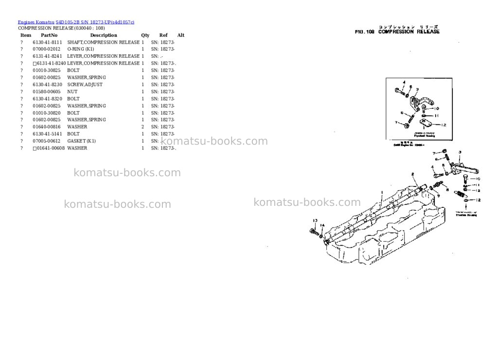 Komatsu s4d105-2b s/n 18273-up Parts catalog cover Page 3 Komatsu s4d105-2b s/n 18273-up Parts catalog cover Page 3