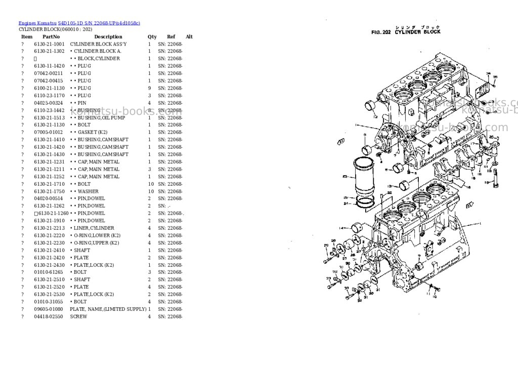 Komatsu s4d105-1d s/n 22068-up Parts catalog cover Page 2 Komatsu s4d105-1d s/n 22068-up Parts catalog cover Page 2