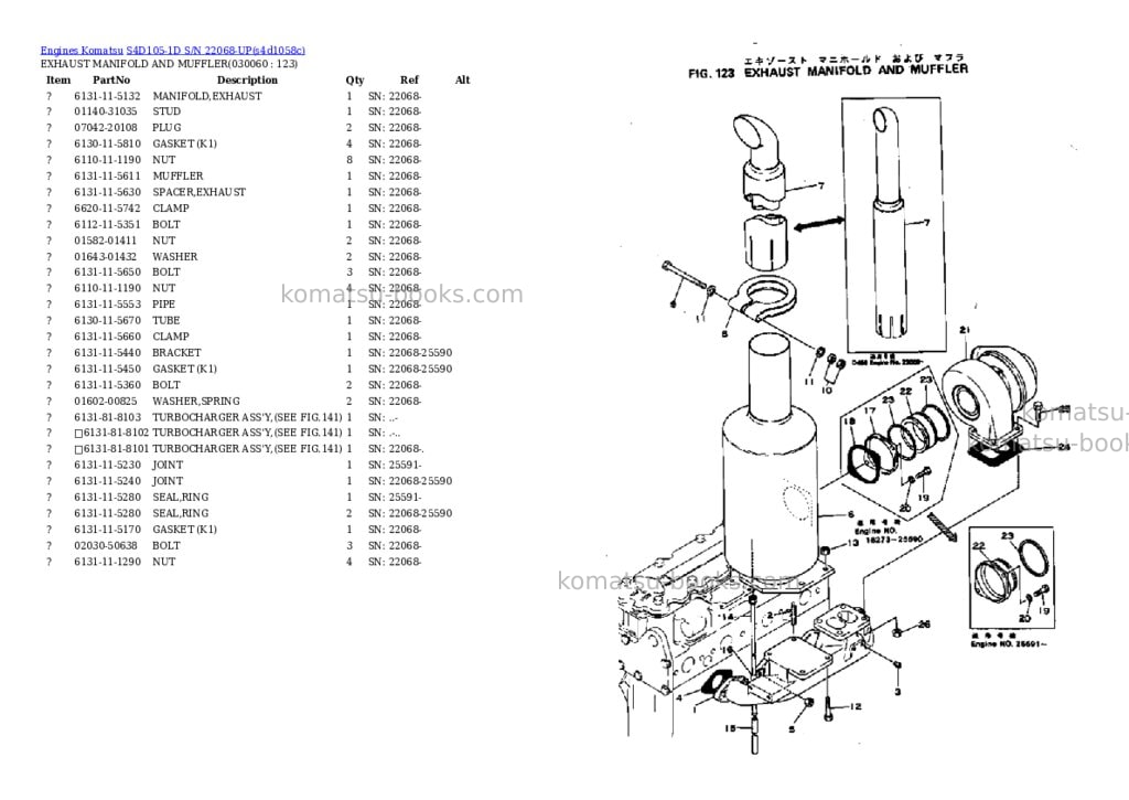 Komatsu s4d105-1d s/n 22068-up Parts catalog cover Page 5 Komatsu s4d105-1d s/n 22068-up Parts catalog cover Page 5