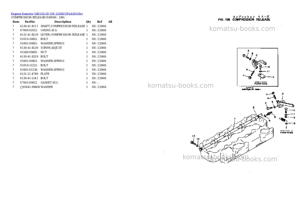 Komatsu s4d105-2d s/n 22068-up Parts catalog cover Page 3 Komatsu s4d105-2d s/n 22068-up Parts catalog cover Page 3