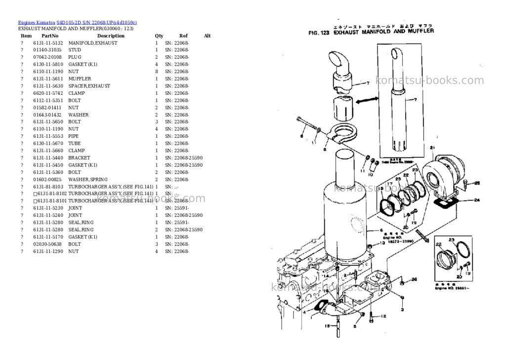 Komatsu s4d105-2d s/n 22068-up Parts catalog cover Page 5 Komatsu s4d105-2d s/n 22068-up Parts catalog cover Page 5