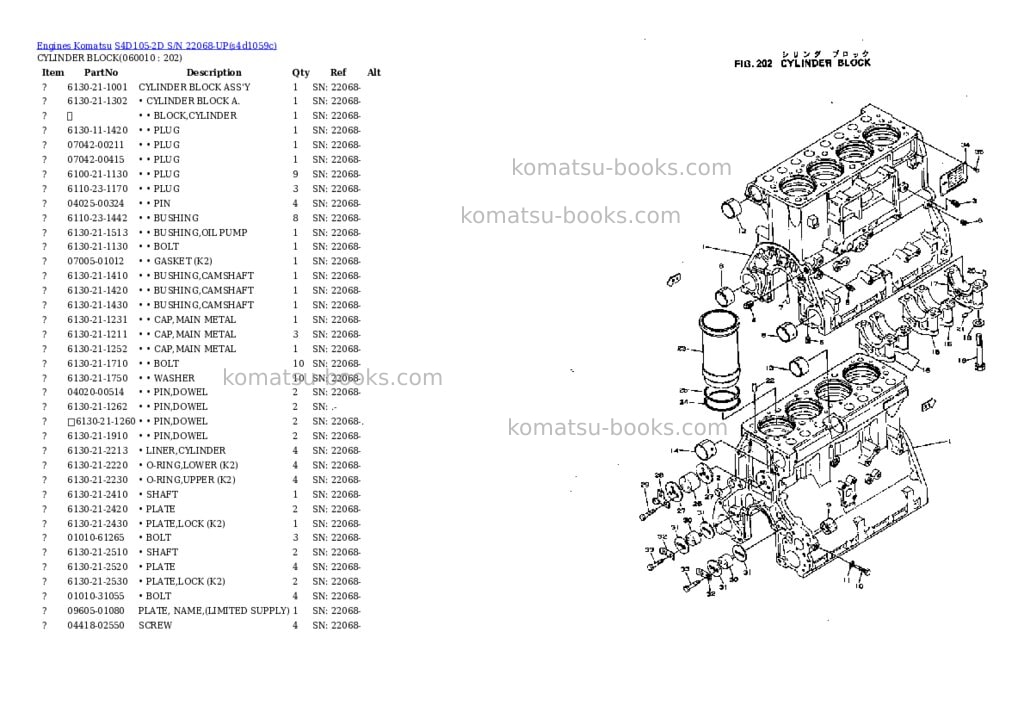 Komatsu s4d105-2d s/n 22068-up Parts catalog cover Page 8 Komatsu s4d105-2d s/n 22068-up Parts catalog cover Page 8