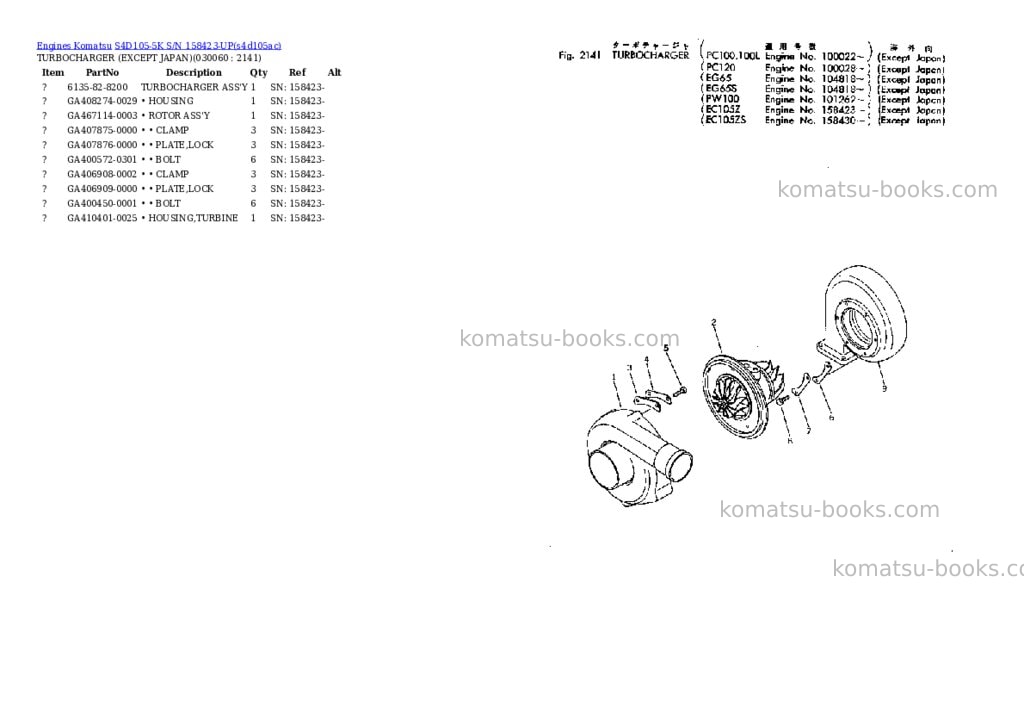 Komatsu s4d105-5k s/n 158423-up Parts catalog cover Page 5 Komatsu s4d105-5k s/n 158423-up Parts catalog cover Page 5