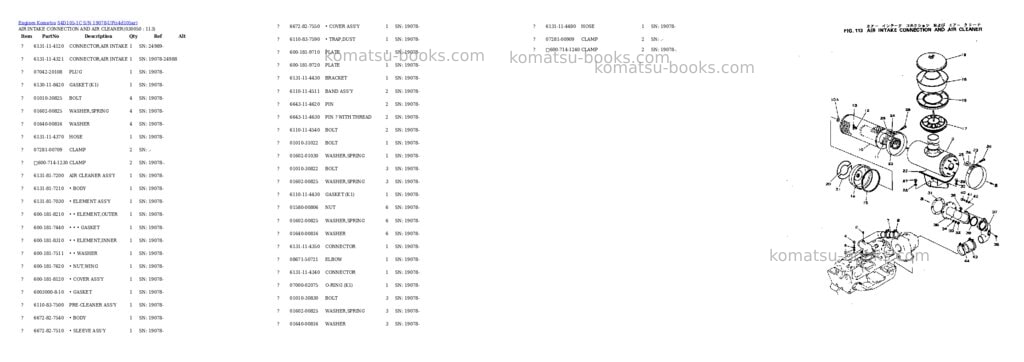 Komatsu S4D105-1C S/N 19078-UP Parts catalog cover Page 4 Komatsu S4D105-1C S/N 19078-UP Parts catalog cover Page 4