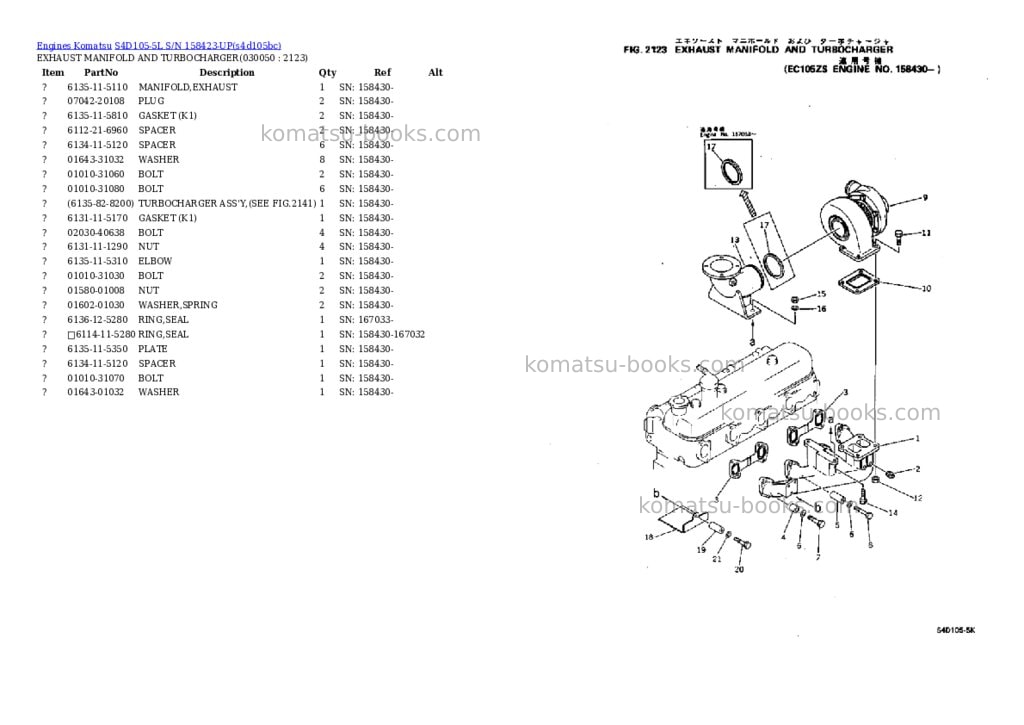 Komatsu s4d105-5l s/n 158423-up Parts catalog cover Page 4 Komatsu s4d105-5l s/n 158423-up Parts catalog cover Page 4
