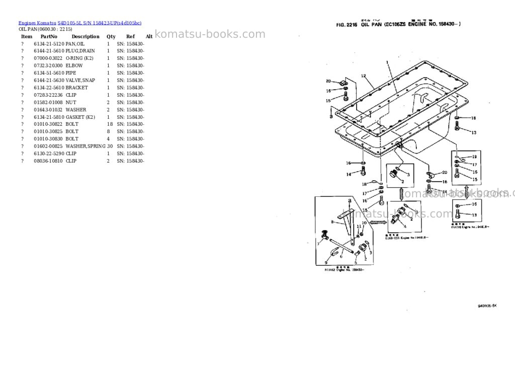 Komatsu s4d105-5l s/n 158423-up Parts catalog cover Page 9 Komatsu s4d105-5l s/n 158423-up Parts catalog cover Page 9