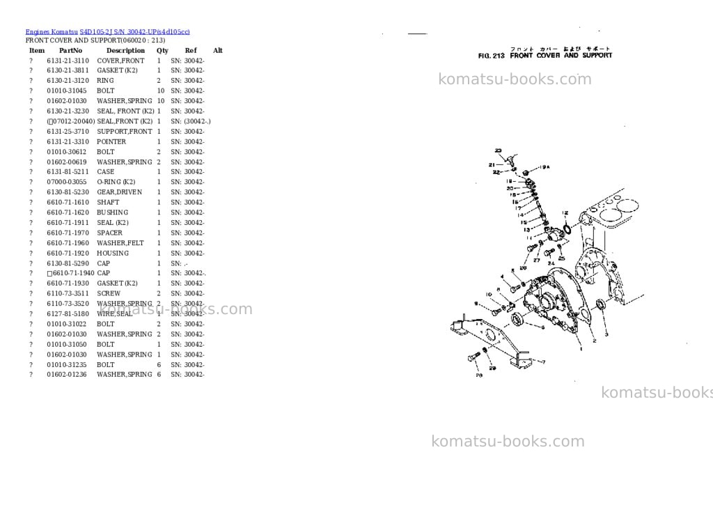 Komatsu S4D105-2J S/N 30042-UP Parts catalog cover Page 5 Komatsu S4D105-2J S/N 30042-UP Parts catalog cover Page 5