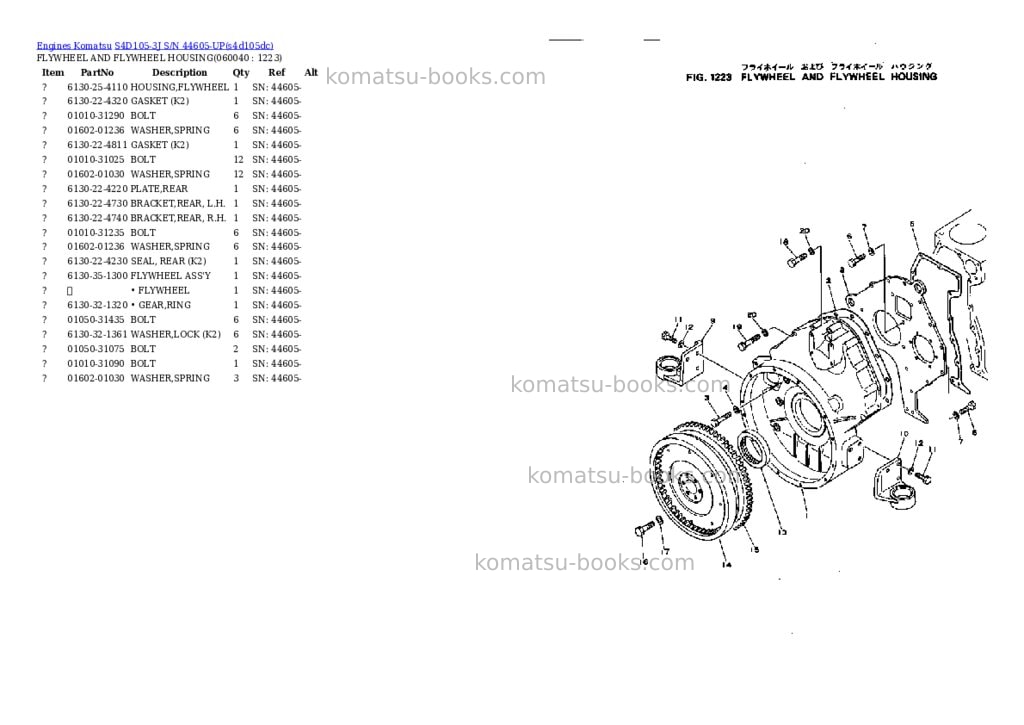 Komatsu s4d105-3j s/n 44605-up Parts catalog cover Page 10 Komatsu s4d105-3j s/n 44605-up Parts catalog cover Page 10