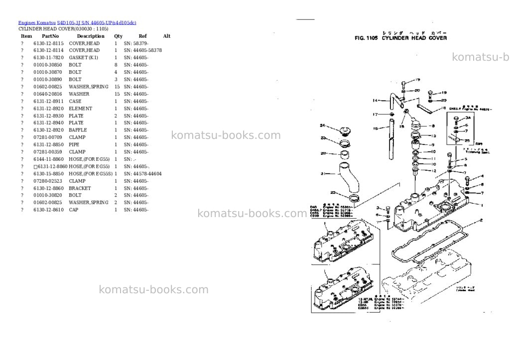 Komatsu s4d105-3j s/n 44605-up Parts catalog cover Page 2 Komatsu s4d105-3j s/n 44605-up Parts catalog cover Page 2