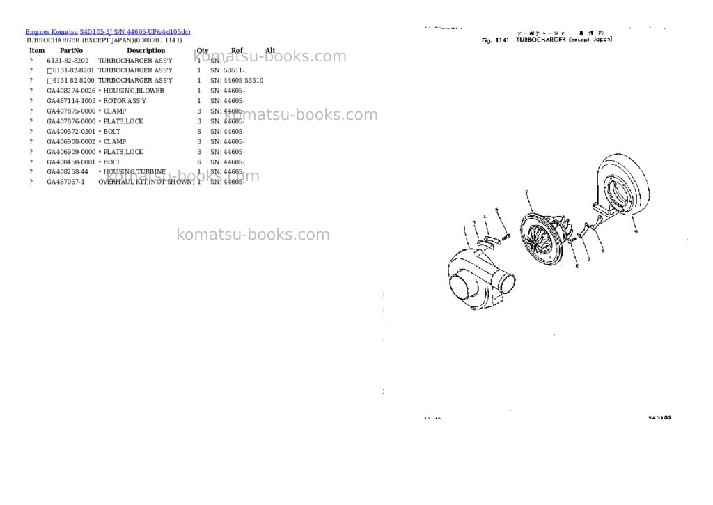 Komatsu s4d105-3j s/n 44605-up Parts catalog cover Page 6 Komatsu s4d105-3j s/n 44605-up Parts catalog cover Page 6