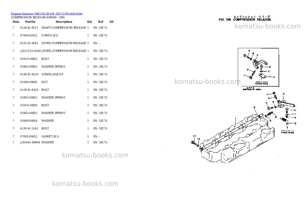 Komatsu S4D105-2B S/N 18273-UP Parts catalog cover Page 3 Komatsu S4D105-2B S/N 18273-UP Parts catalog cover Page 3