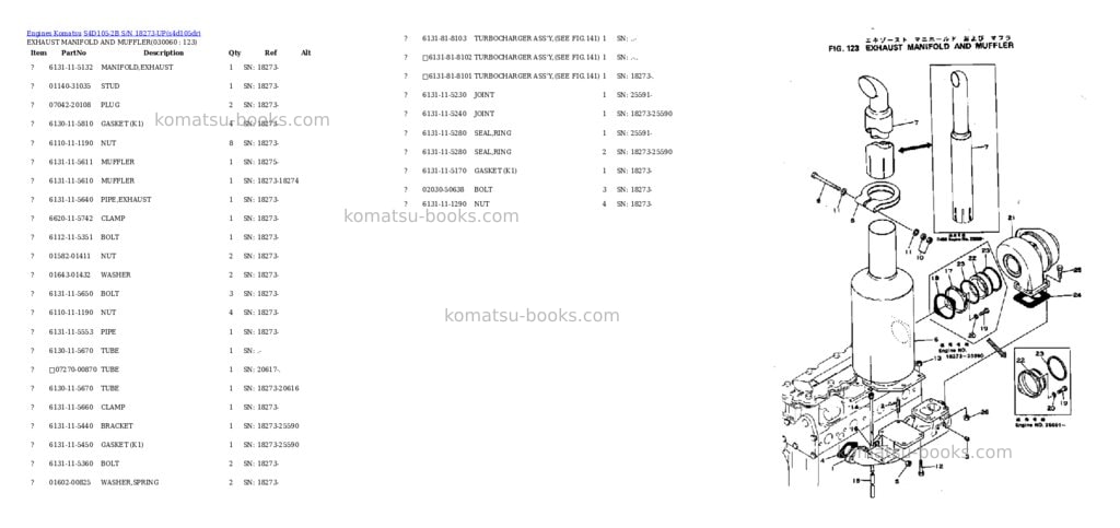 Komatsu S4D105-2B S/N 18273-UP Parts catalog cover Page 5 Komatsu S4D105-2B S/N 18273-UP Parts catalog cover Page 5