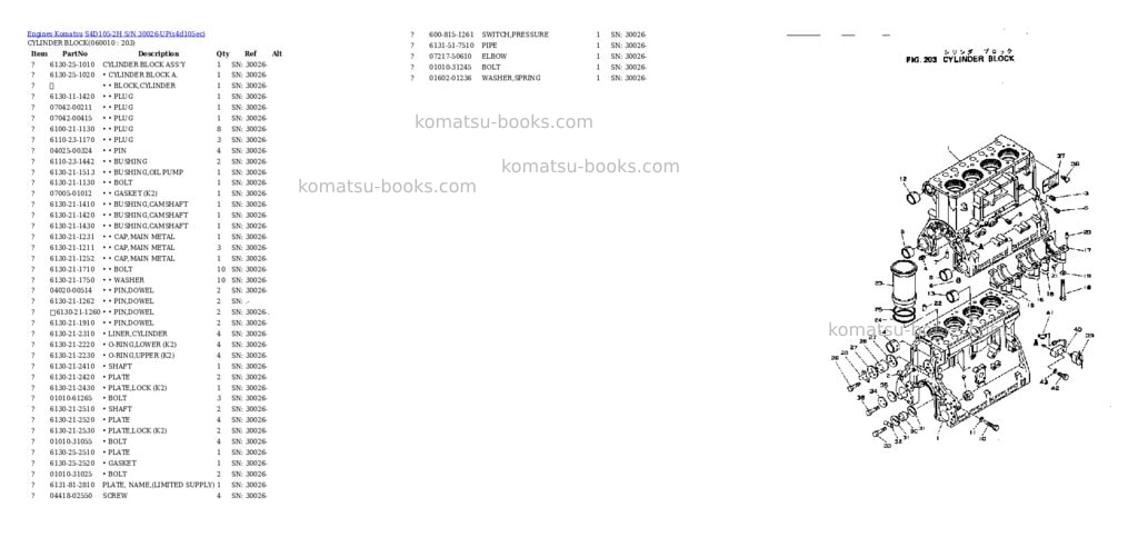 Komatsu s4d105-2h s/n 30026-up Parts catalog cover Page 6 Komatsu s4d105-2h s/n 30026-up Parts catalog cover Page 6