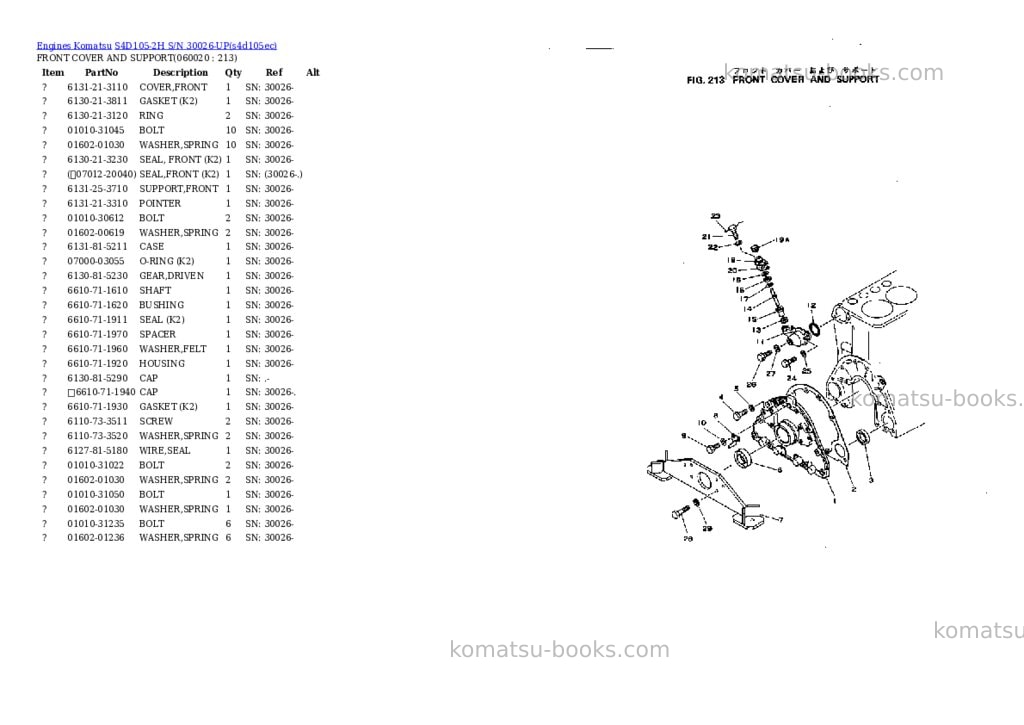 Komatsu s4d105-2h s/n 30026-up Parts catalog cover Page 7 Komatsu s4d105-2h s/n 30026-up Parts catalog cover Page 7