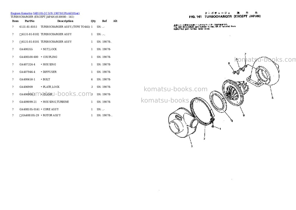 Komatsu S4D105-2C S/N 19078-UP Parts catalog cover Page 7 Komatsu S4D105-2C S/N 19078-UP Parts catalog cover Page 7