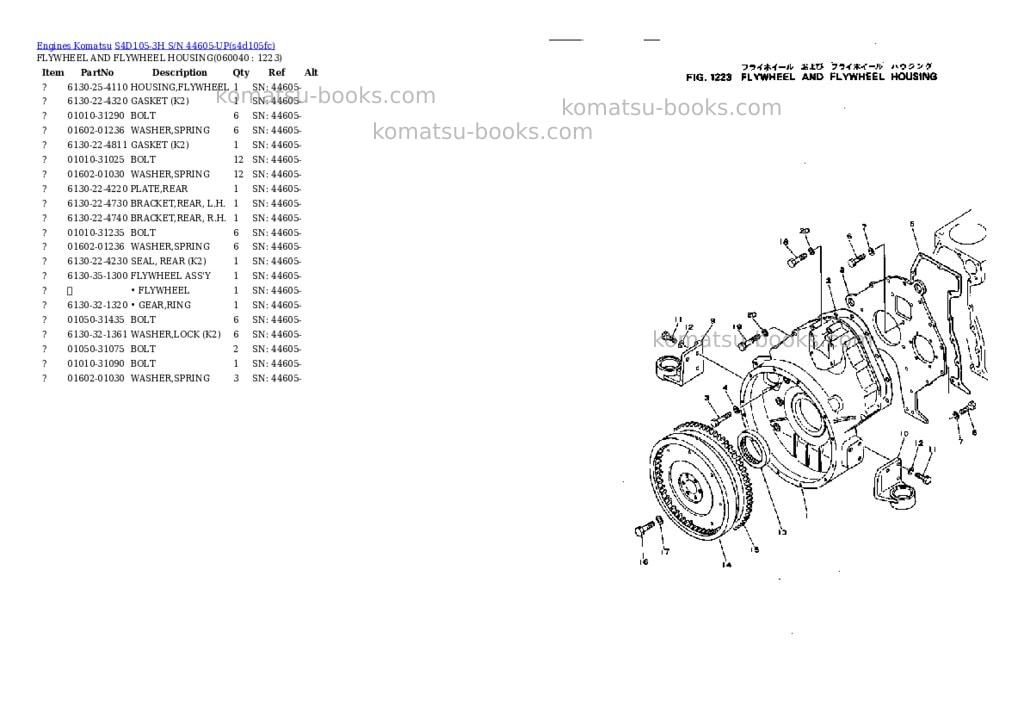 Komatsu S4D105-3H S/N 44605-UP Parts catalog cover Page 10 Komatsu S4D105-3H S/N 44605-UP Parts catalog cover Page 10