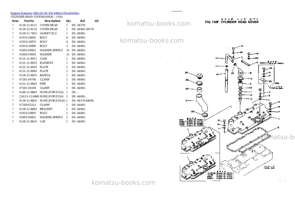 Komatsu S4D105-3H S/N 44605-UP Parts catalog cover Page 2 Komatsu S4D105-3H S/N 44605-UP Parts catalog cover Page 2