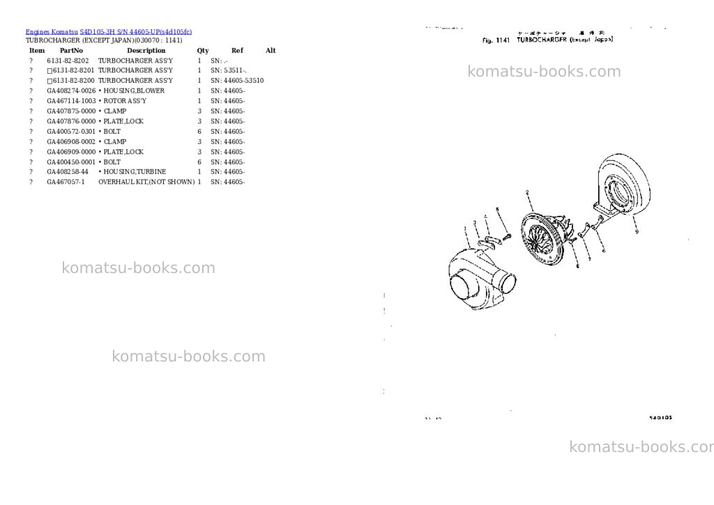 Komatsu S4D105-3H S/N 44605-UP Parts catalog cover Page 6 Komatsu S4D105-3H S/N 44605-UP Parts catalog cover Page 6